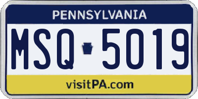 PA license plate MSQ5019