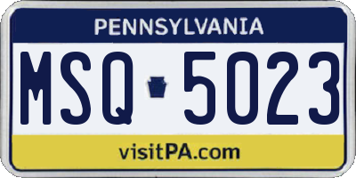 PA license plate MSQ5023