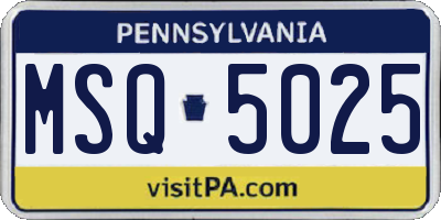 PA license plate MSQ5025