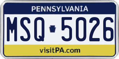 PA license plate MSQ5026
