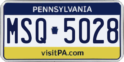 PA license plate MSQ5028