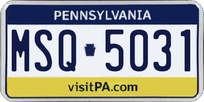 PA license plate MSQ5031