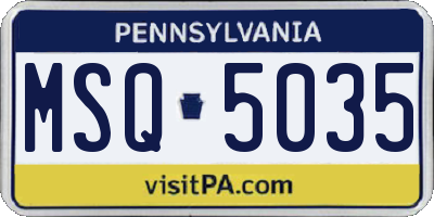 PA license plate MSQ5035