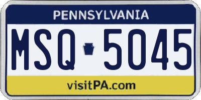 PA license plate MSQ5045