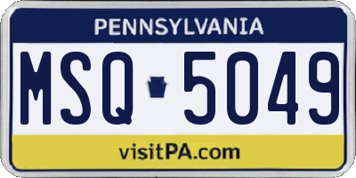 PA license plate MSQ5049