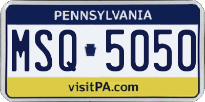 PA license plate MSQ5050