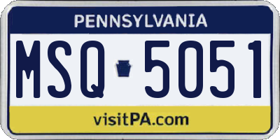PA license plate MSQ5051