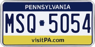 PA license plate MSQ5054