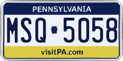 PA license plate MSQ5058