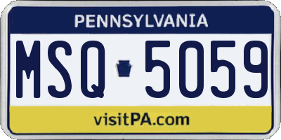 PA license plate MSQ5059