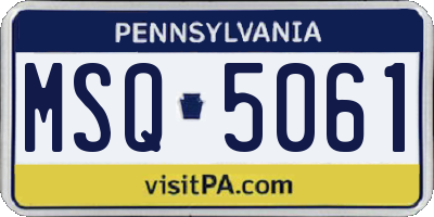 PA license plate MSQ5061