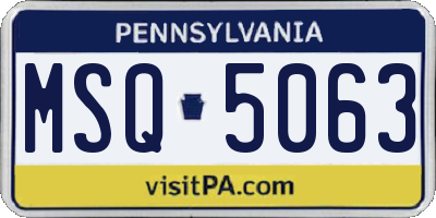 PA license plate MSQ5063
