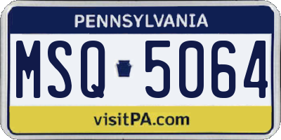 PA license plate MSQ5064