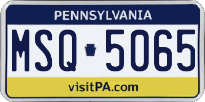 PA license plate MSQ5065