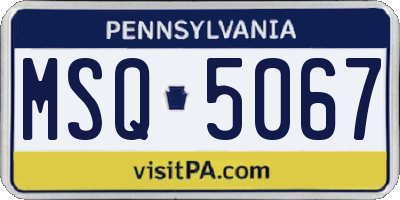 PA license plate MSQ5067