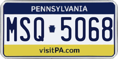 PA license plate MSQ5068
