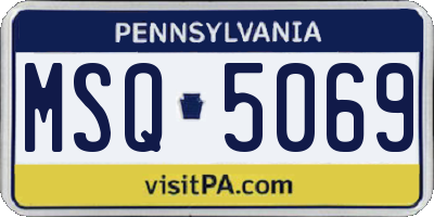 PA license plate MSQ5069