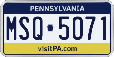 PA license plate MSQ5071