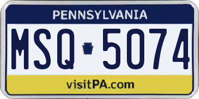 PA license plate MSQ5074