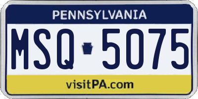 PA license plate MSQ5075