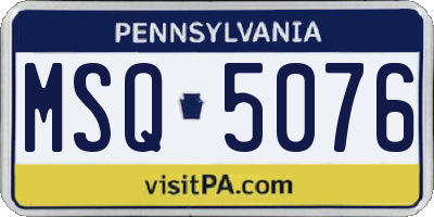 PA license plate MSQ5076