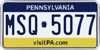 PA license plate MSQ5077