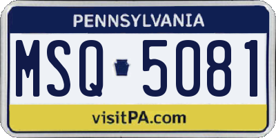 PA license plate MSQ5081