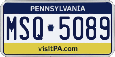 PA license plate MSQ5089