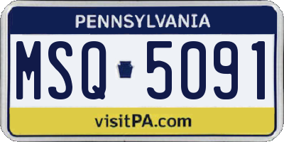 PA license plate MSQ5091