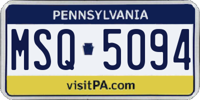 PA license plate MSQ5094