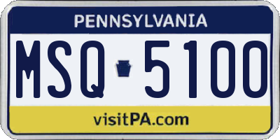 PA license plate MSQ5100