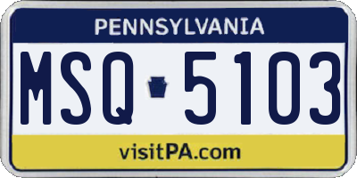 PA license plate MSQ5103