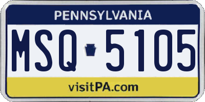 PA license plate MSQ5105