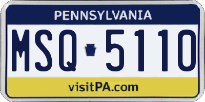 PA license plate MSQ5110