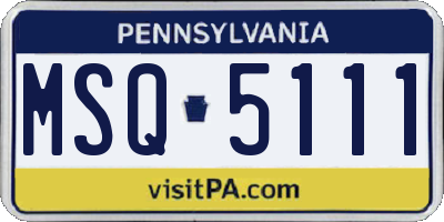 PA license plate MSQ5111