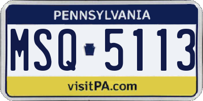 PA license plate MSQ5113