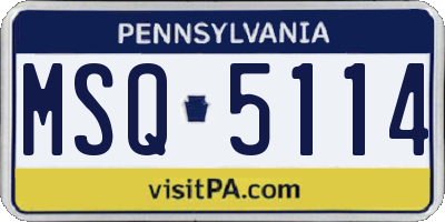 PA license plate MSQ5114