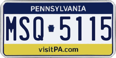 PA license plate MSQ5115