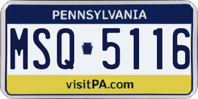 PA license plate MSQ5116