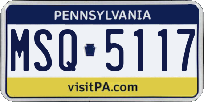 PA license plate MSQ5117