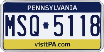 PA license plate MSQ5118