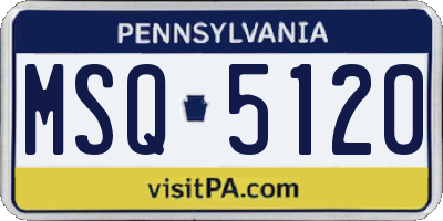 PA license plate MSQ5120