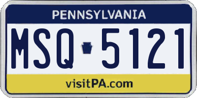PA license plate MSQ5121