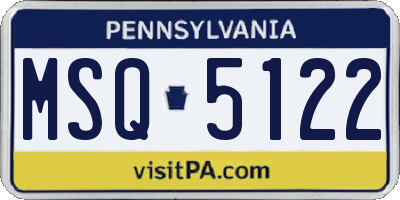 PA license plate MSQ5122