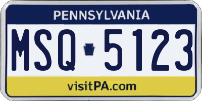 PA license plate MSQ5123