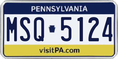 PA license plate MSQ5124