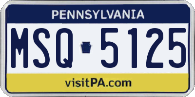 PA license plate MSQ5125