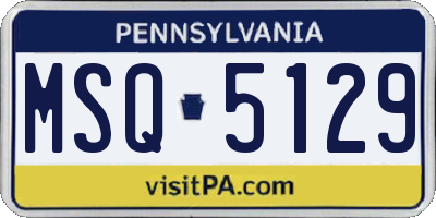 PA license plate MSQ5129