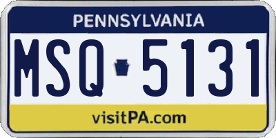 PA license plate MSQ5131