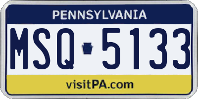 PA license plate MSQ5133